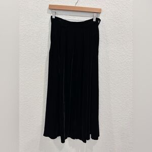 Vintage Ralph Lauren Black Velvet Silk Black Maxi Skirt Pockets Size 8